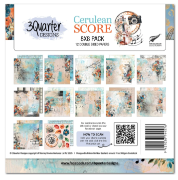 Cerulean Score 8x8 papers, 12 sheets